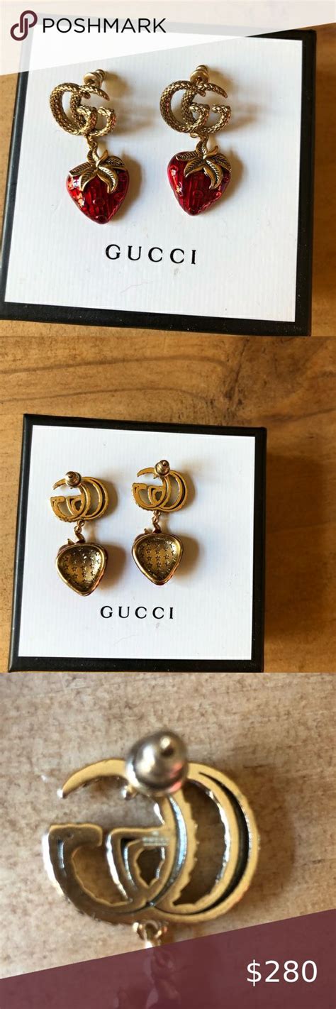 gucci strawberry earrings|Gucci bamboo jewelry.